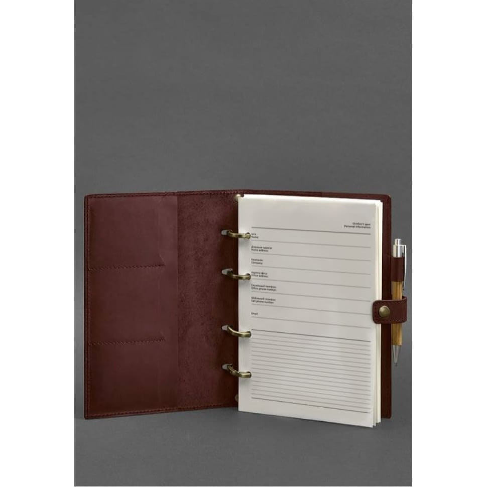 Шкіряний блокнот із датованим блоком (Софт-бук) 9.1 бордовий Crazy Horse