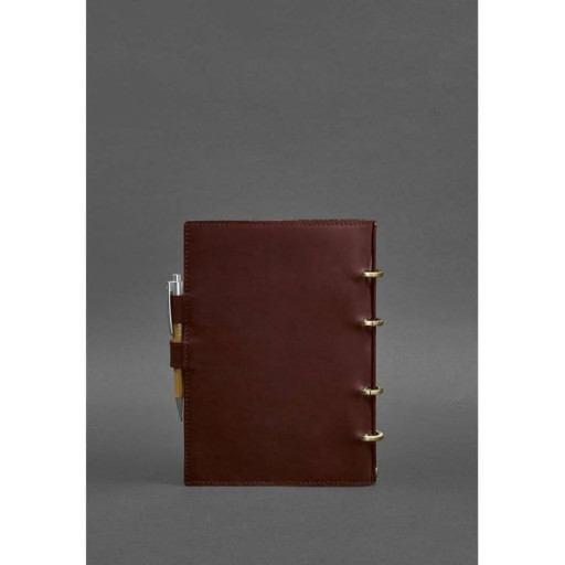 Шкіряний блокнот із датованим блоком (Софт-бук) 9.1 бордовий Crazy Horse