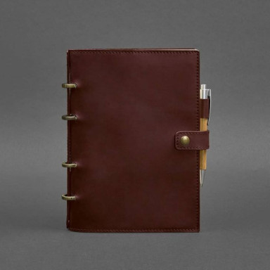 Leather notepad with a dated block (Soft book) 9.1 burgundy Crazy Horse