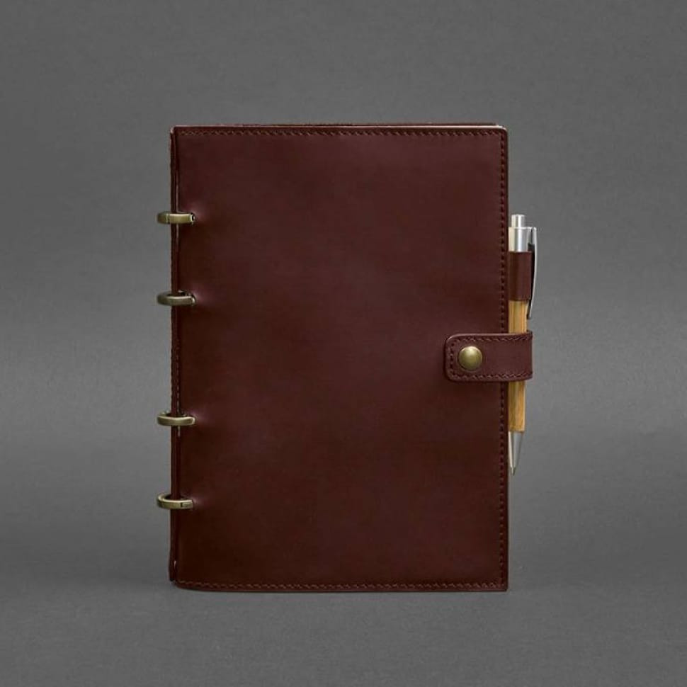 Шкіряний блокнот із датованим блоком (Софт-бук) 9.1 бордовий Crazy Horse