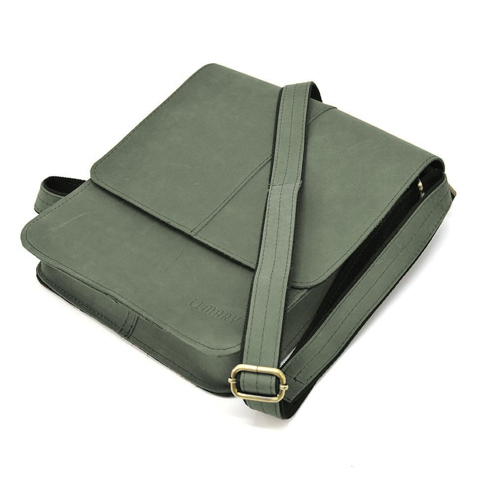 Шкіряна чоловіча сумка через плече LIMARY Lim-131RE зелена