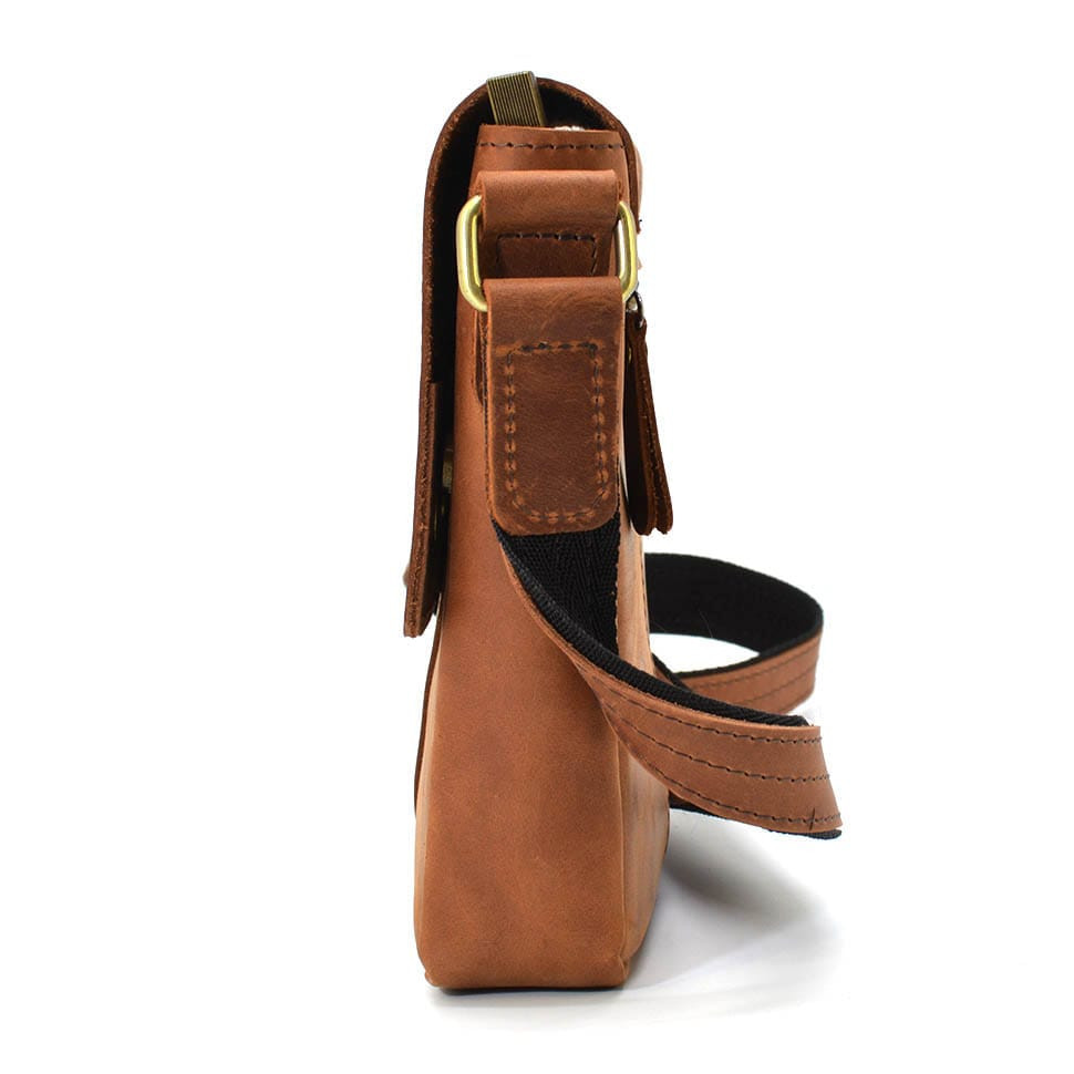 Невелика чоловіча сумка через плече шкіряна Limary lim-354RB коньячна