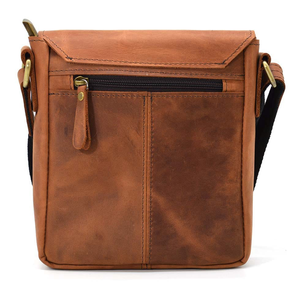 Невелика чоловіча сумка через плече шкіряна Limary lim-354RB коньячна