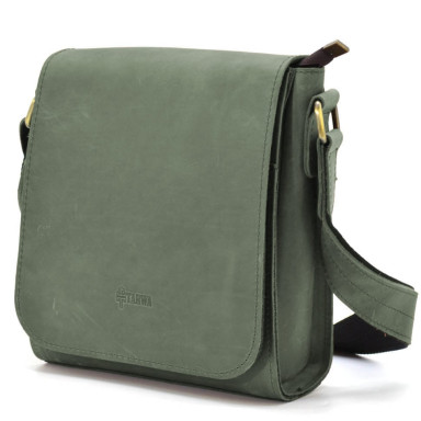Mens leather shoulder bag RE-30271-3md TARWA green