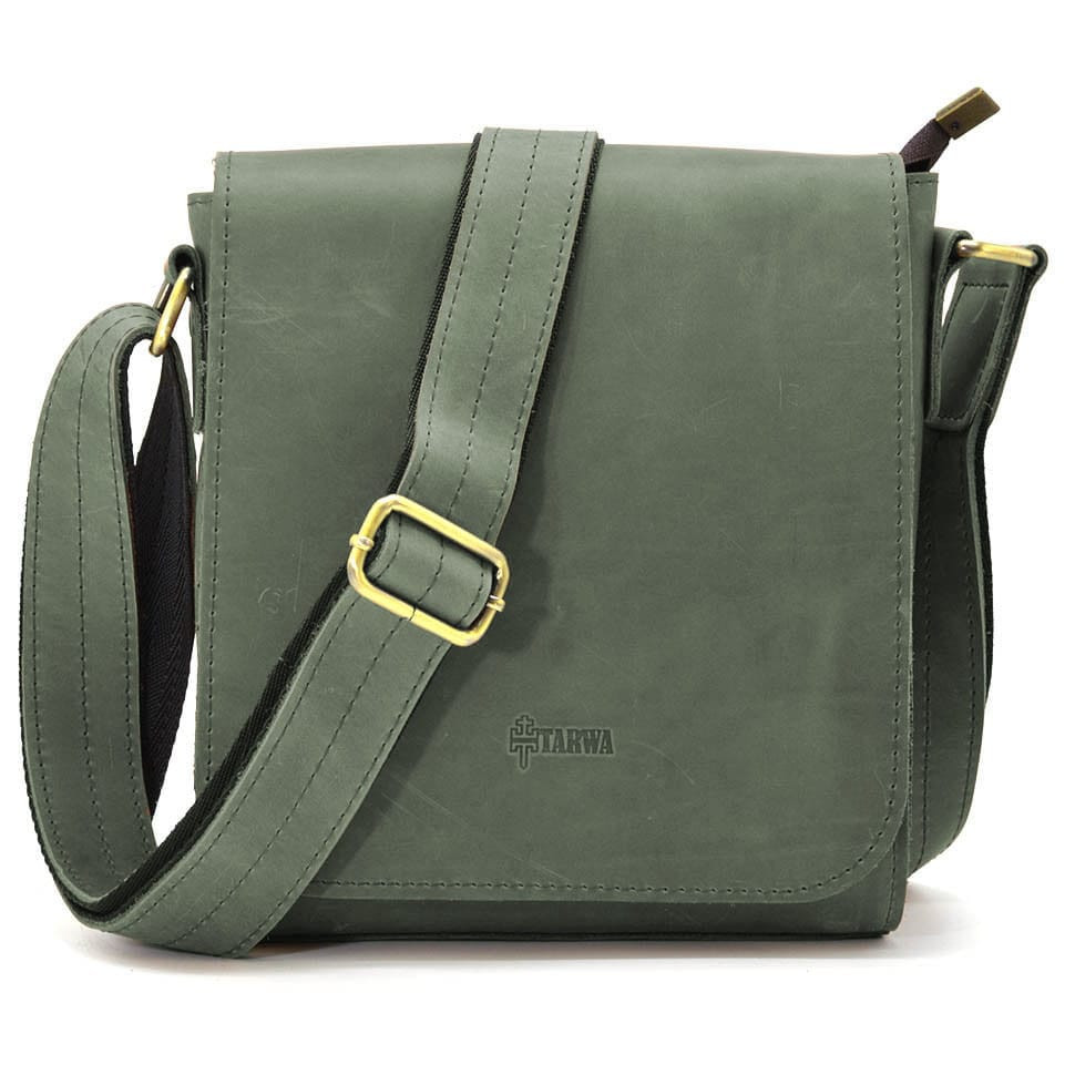 Чоловіча сумка шкіряна через плече RE-30271-3md TARWA зелена