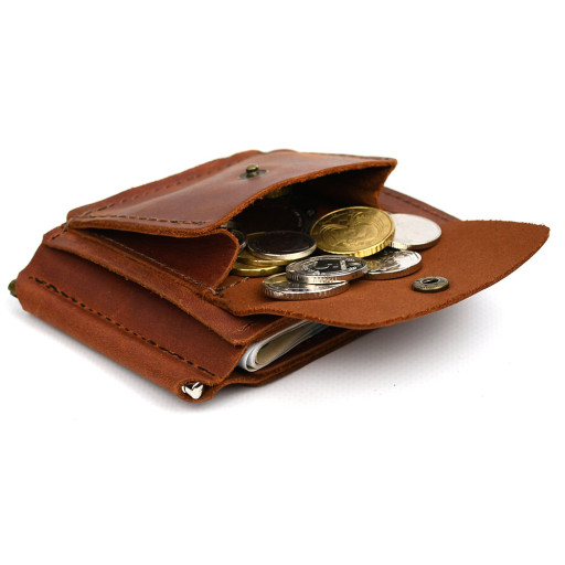 Затискач із монетницею шкіряний коньячний RB-hold2-3md TARWA