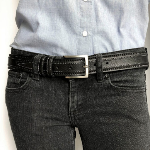 Ремінь шкіряний 19 nero чорний TONY PEROTTI