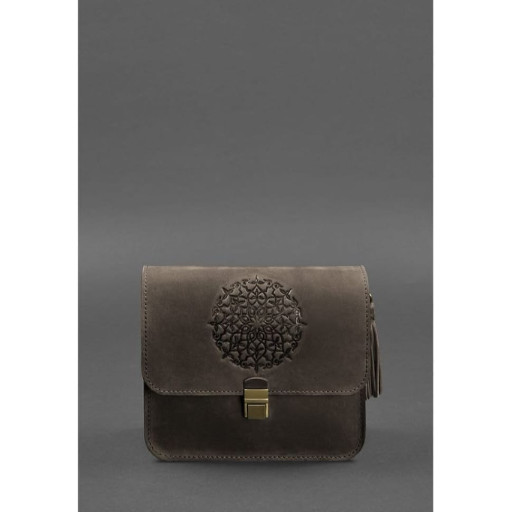 Шкіряна жіноча бохо-сумка Лілу темно-коричнева