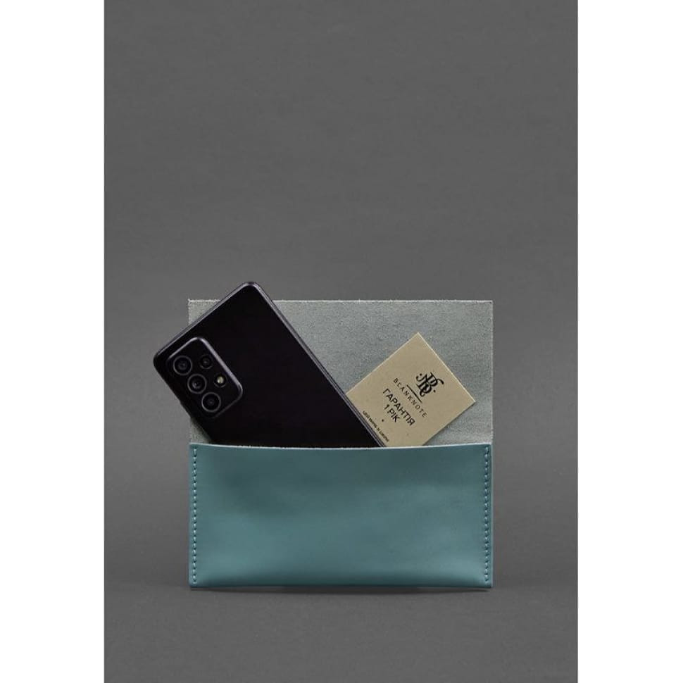Шкіряний чохол для смартфона бірюзовий