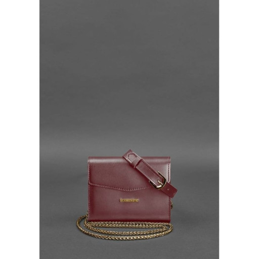 Жіноча шкіряна сумка поясна/кроссбоді Mini бордова