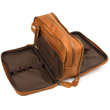 Cosmetic bag with three compartments Tiding tid9666LB cognac