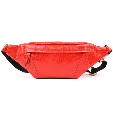 Leather banana bag red snakeskin leather TARWA GR-455-3md