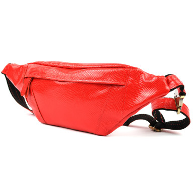 Leather banana bag red snakeskin leather TARWA GR-455-3md