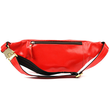 Leather banana bag red snakeskin leather TARWA GR-455-3md