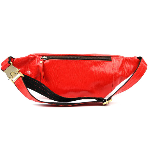 Шкіряна сумка бананка червона шкіра під змію TARWA GR-455-3md