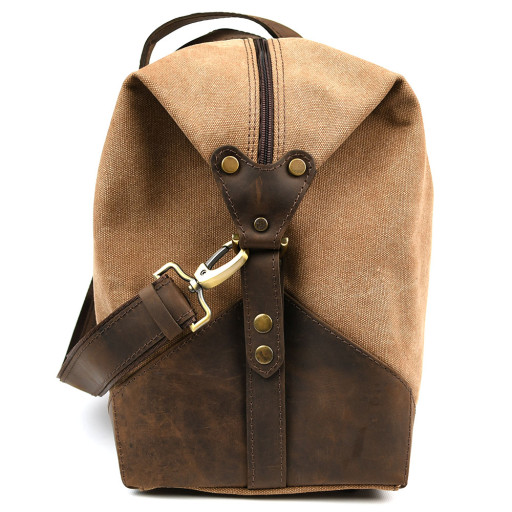 Дорожня спортивна сумка TARWA RCc-0320-4lx з кавового канвасу та шкіри крейзі хорс