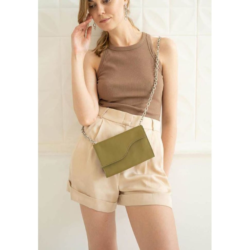Жіноча шкіряна сумка Luna оливкова