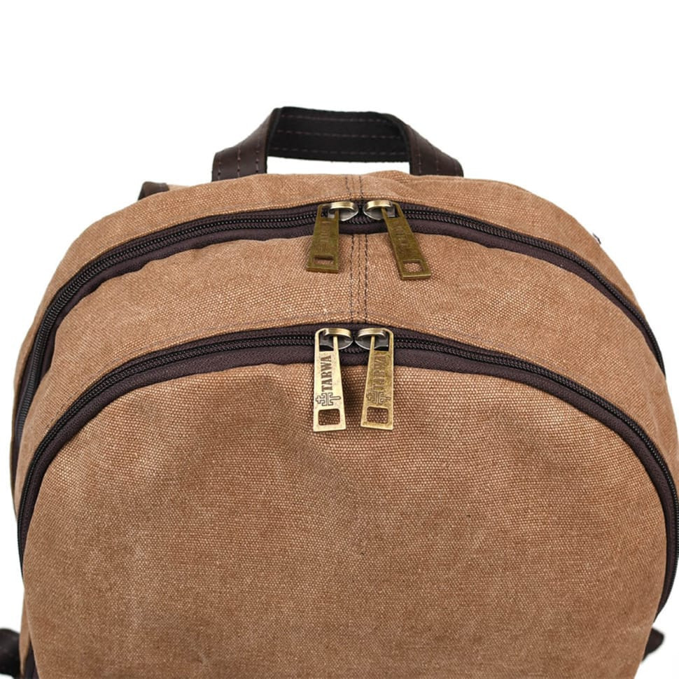 Рюкзак з кінської шкіри та канвасу коричневий TARWA RCС-7273-3md