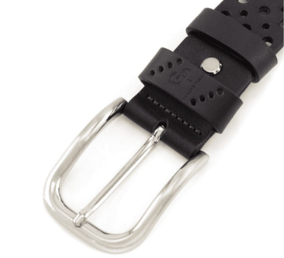 Шкіряний ремінь Casual, чорний перфорація Grande Pelle 430011208