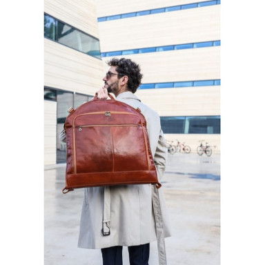 Leather Garment Bag - Travels with Charley - Cognac Brown 5230101