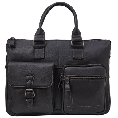 Портфель мягкий кожаный BUFFALO BAGS M5032A черный