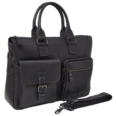 Портфель мягкий кожаный BUFFALO BAGS M5032A черный