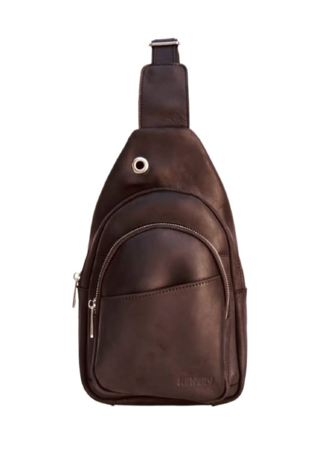 Чоловічий слінг зі шкіри коня коричневого Newery N9008KGC