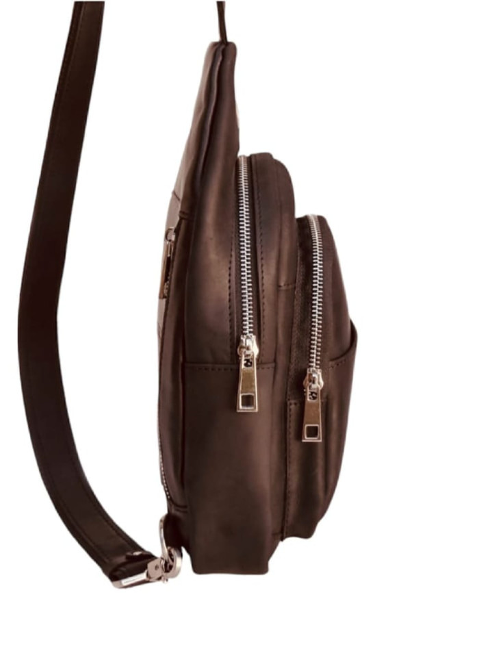 Чоловічий слінг зі шкіри коня коричневого Newery N9008KGC