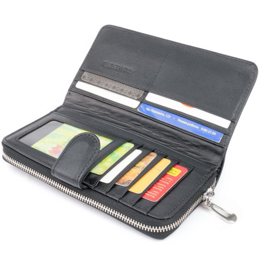 Вертикальний місткий гаманець зі шкіри унісекс ST Leather 19300 Чорний