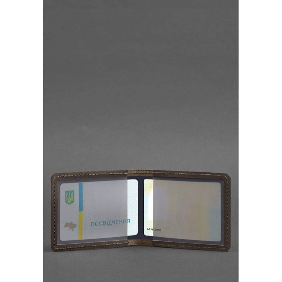 Шкіряна обкладинка для посвідчення з гербом, темно-коричневий Crazy Horse