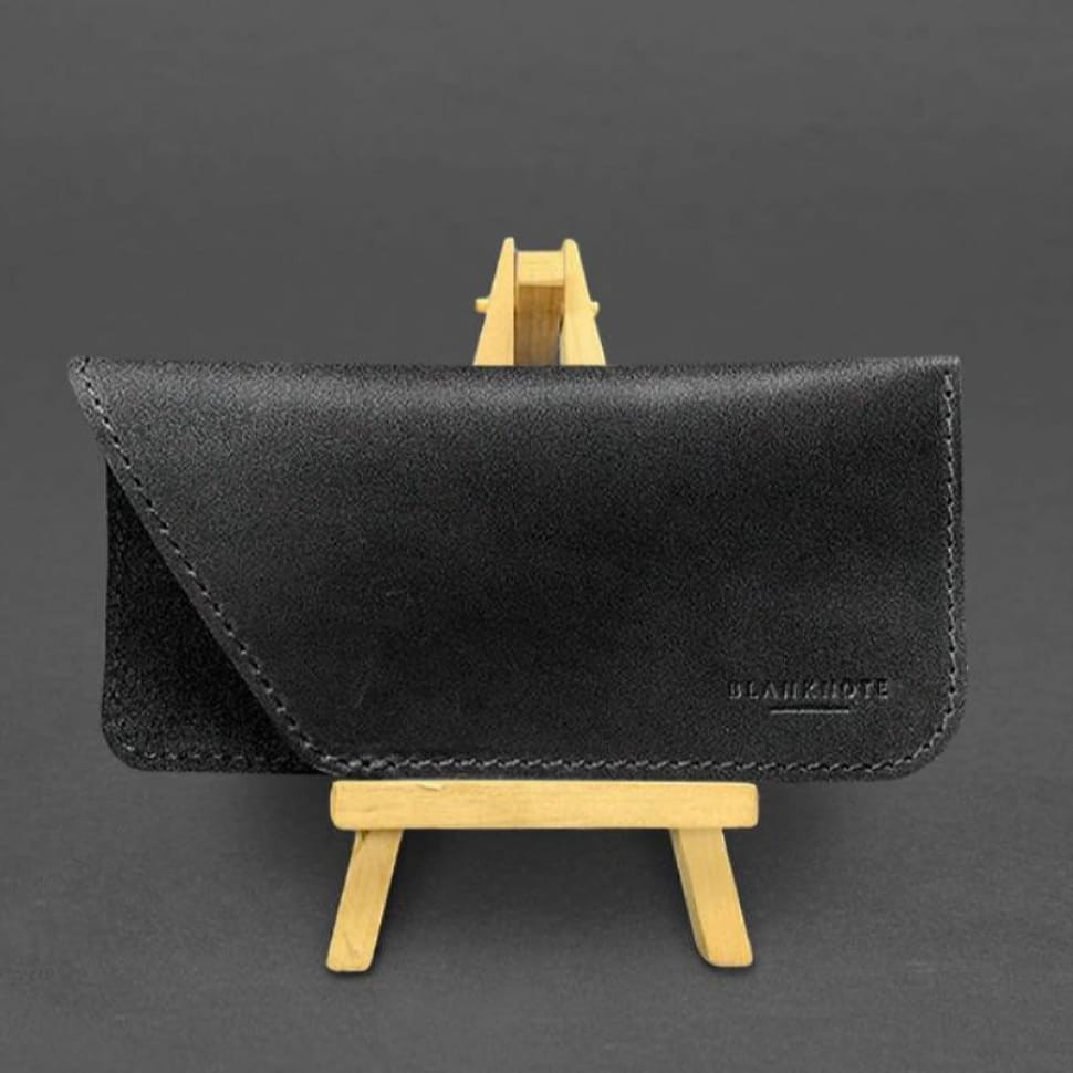 Кожаный чехол для очков Черный Краст