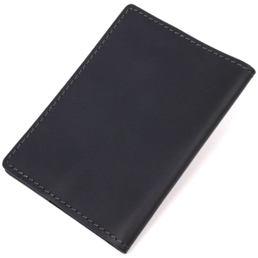 Матова обкладинка на паспорт у вінтажній шкірі Україна GRANDE PELLE 16725 Чорна