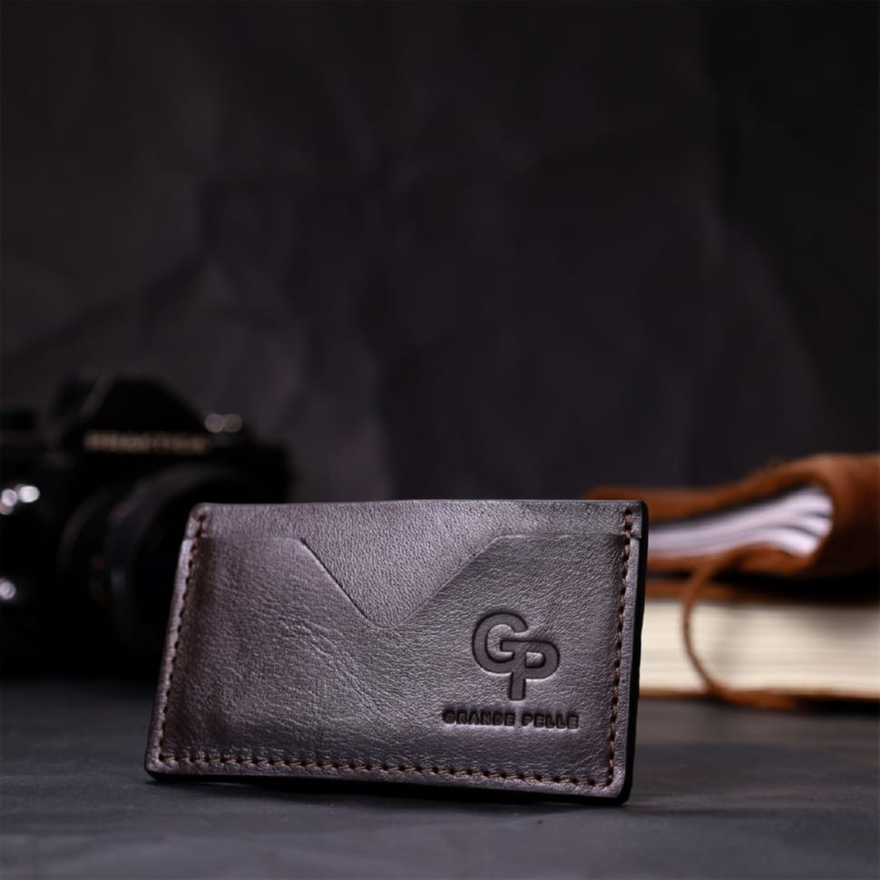 Компактний кард-кейс із натуральної шкіри GRANDE PELLE 11629 Коричневий