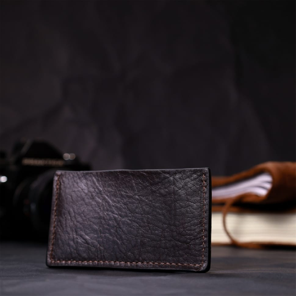 Компактний кард-кейс із натуральної шкіри GRANDE PELLE 11629 Коричневий