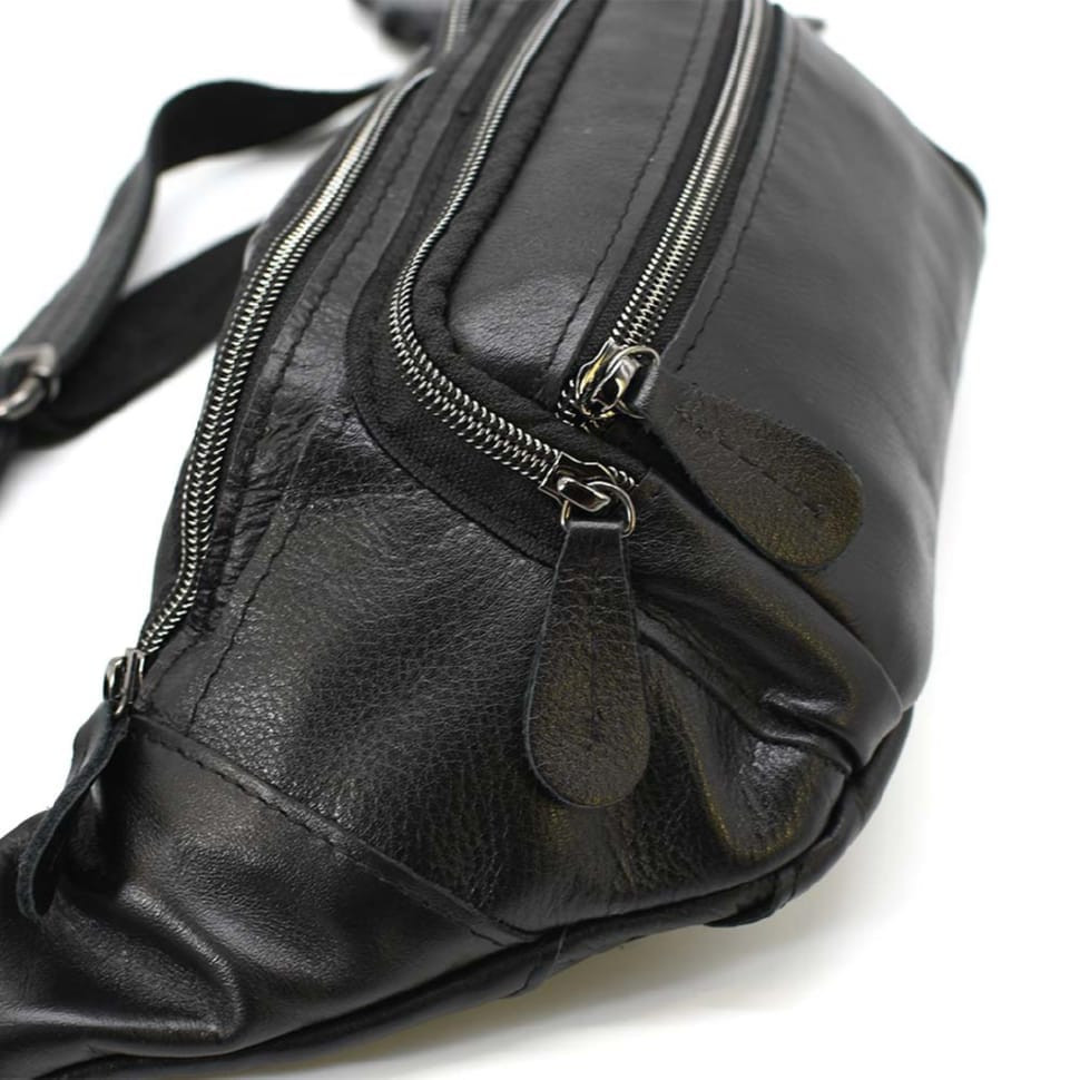 Banana leather, black large belt bag 7218LA from John McDee