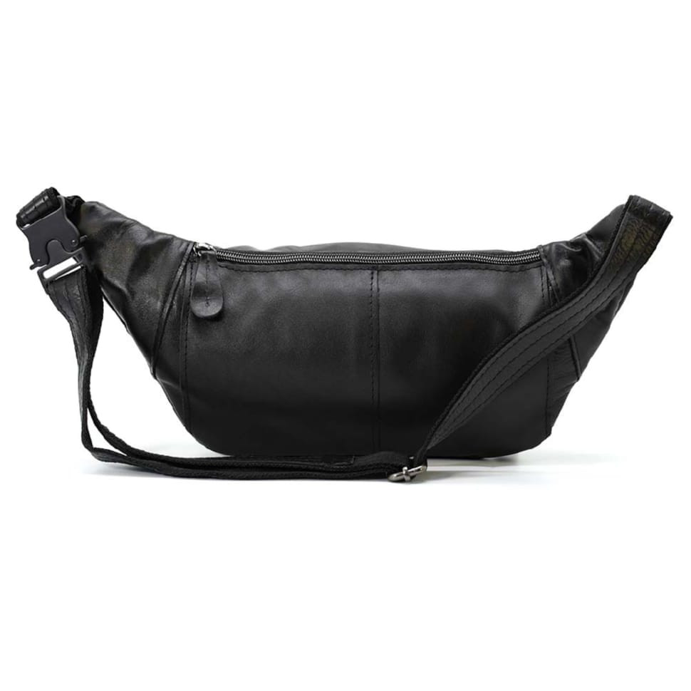 Banana leather, black large belt bag 7218LA from John McDee