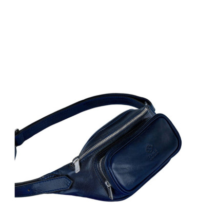 Womens Leather Sling Bag Belly Bag - Independent People -  Blue color -  Time Resistance 5231801W