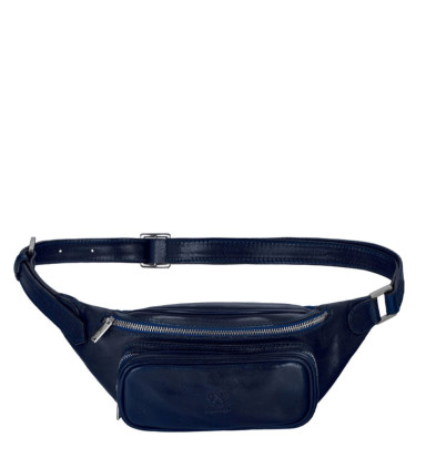 Womens Leather Sling Bag Belly Bag - Independent People -  Blue color -  Time Resistance 5231801W