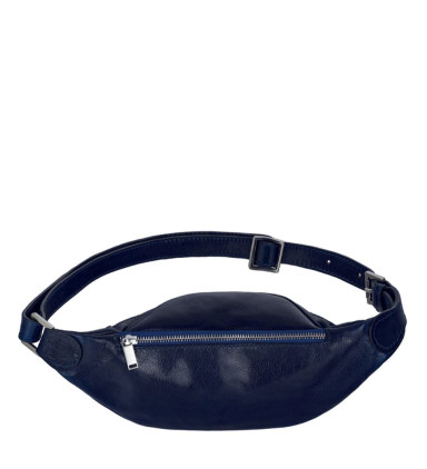 Womens Leather Sling Bag Belly Bag - Independent People -  Blue color -  Time Resistance 5231801W