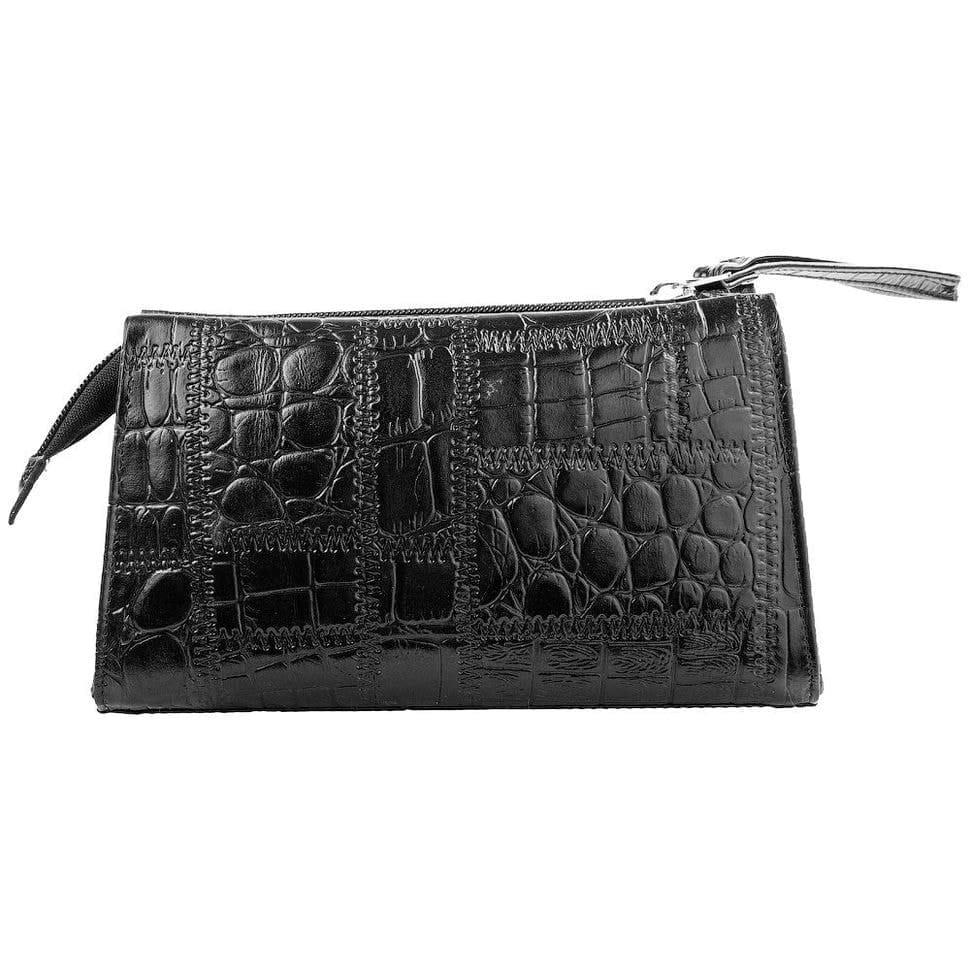 Косметичка шкіряна Desisan 2-1011 чорний великий кроко