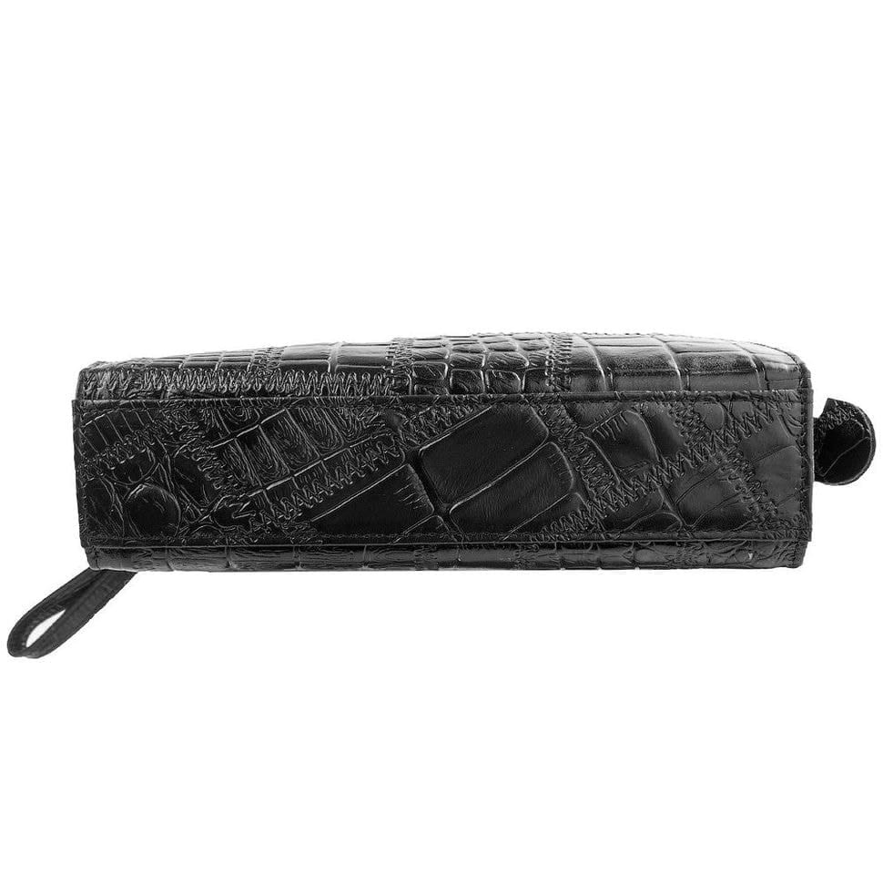 Косметичка шкіряна Desisan 2-1011 чорний великий кроко
