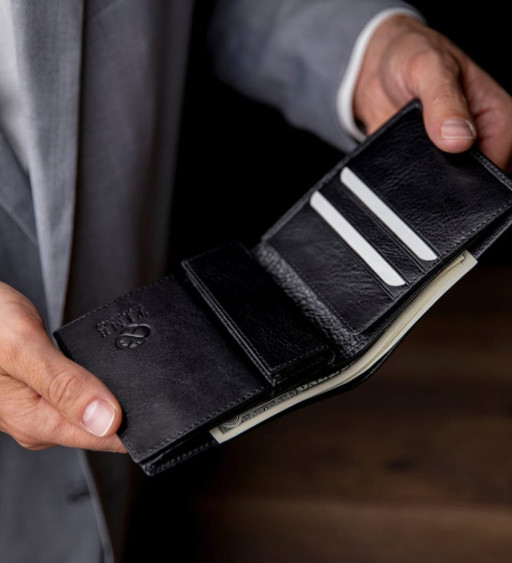 Шкіряний складаний гаманець - Daniel - Чорний колір - Time Resistance 5245301