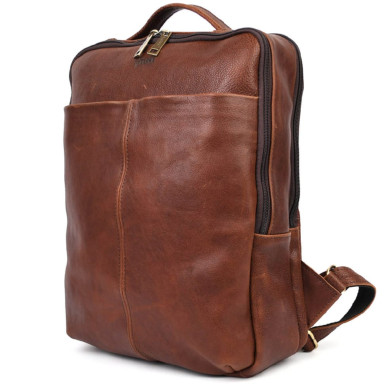 Leather mens backpack GX-7280-3md in cognac leather
