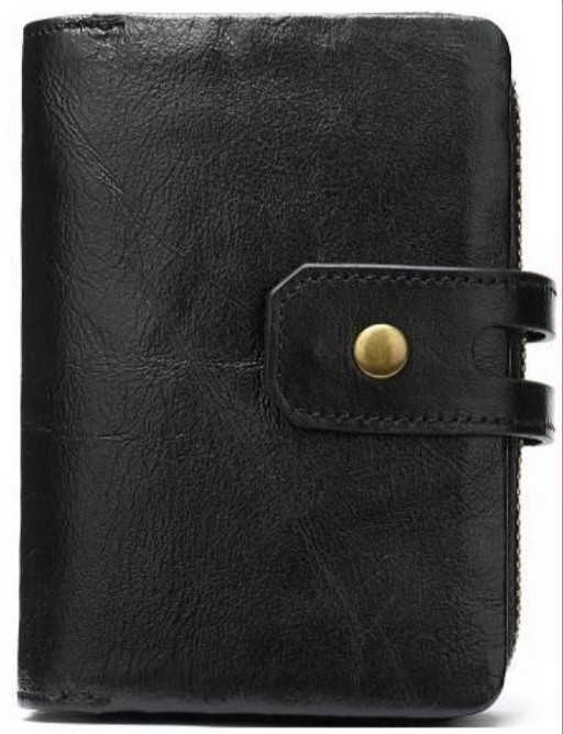 Чоловічий компактний гаманець з натуральної гладкої шкіри CANPELLINI 21685 Чорний