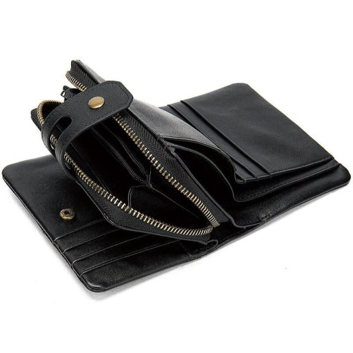 Чоловічий компактний гаманець з натуральної гладкої шкіри CANPELLINI 21685 Чорний