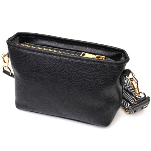 Невелика сумка на плече з натуральної шкіри 22080 Vintage Чорна