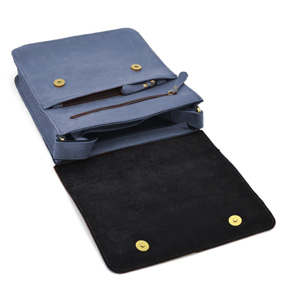 Шкіряна чоловіча сумка через плече LIMARY Lim-131RK синя