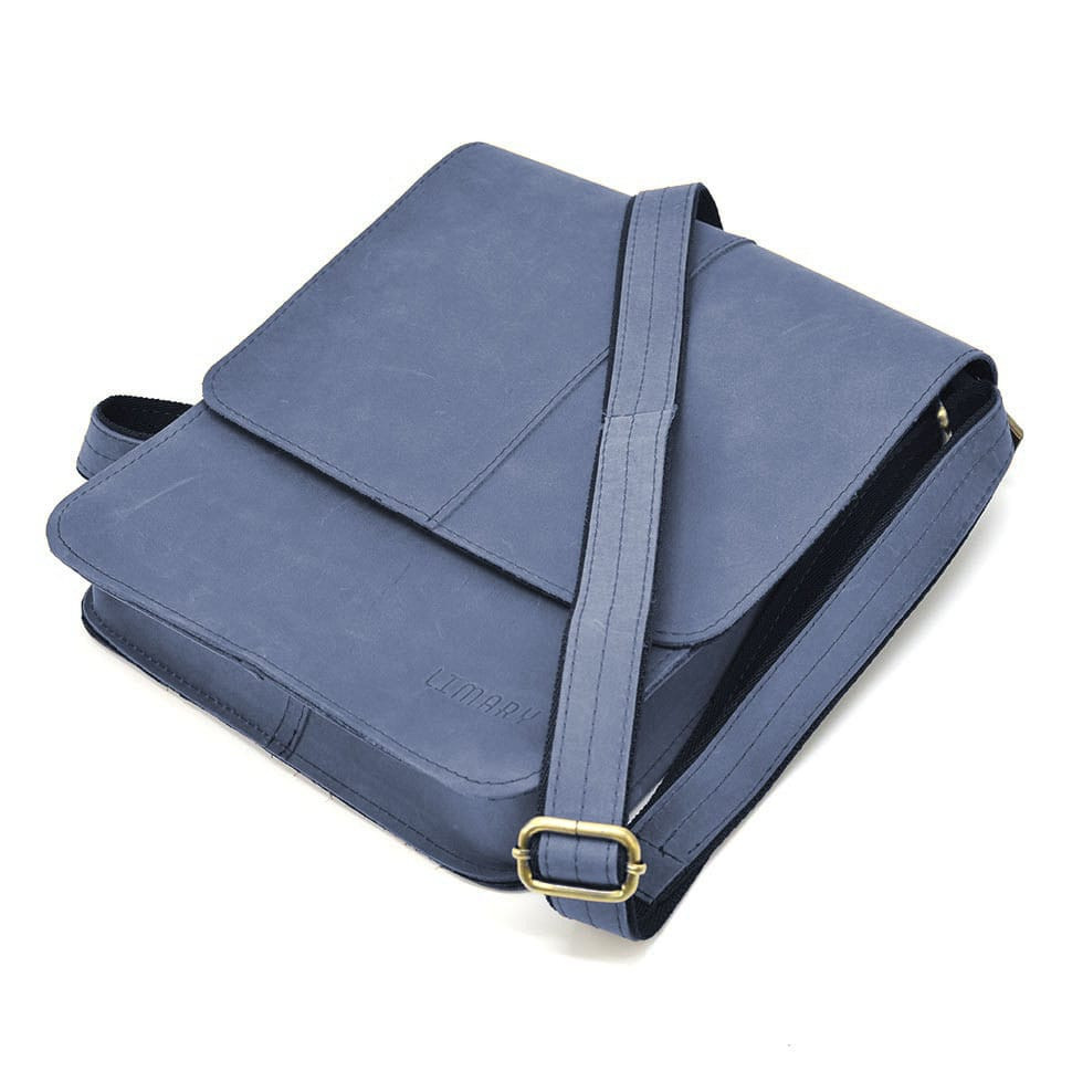 Шкіряна чоловіча сумка через плече LIMARY Lim-131RK синя