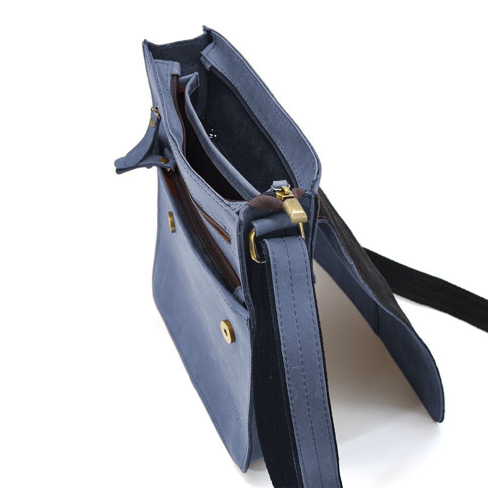 Шкіряна чоловіча сумка через плече LIMARY Lim-131RK синя