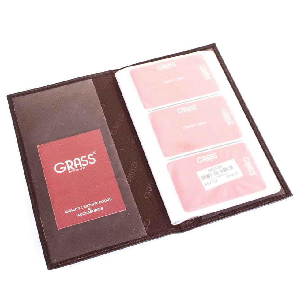 Шкіряна візитниця GRASS 557-14 коричневий дрібний флотар